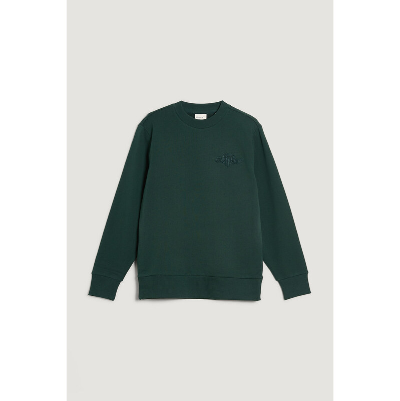MIKINA GANT REG TONAL SHIELD C-NECK SWEAT TARTAN GREEN