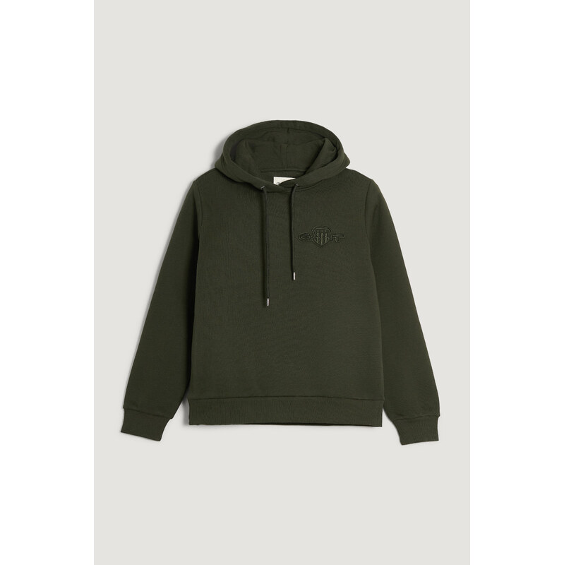MIKINA GANT REG TONAL SHIELD HOODIE GREEN LAGOON 109594879