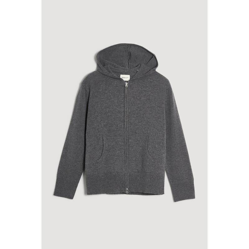 KARDIGÁN GANT SUPERFINE LAMBSWOOL ZIP HOODIE CHARCOAL MELANGE