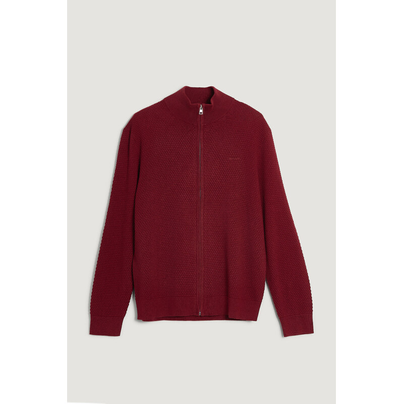 KARDIGÁN GANT TEXTURED COTTON MERINO CARDIGAN PLUMPED RED
