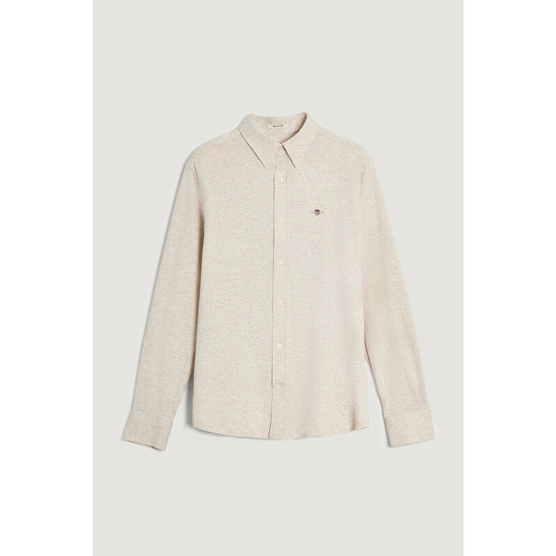 KOŠILE GANT REG JERSEY SHIRT LIGHT BEIGE MELANGE