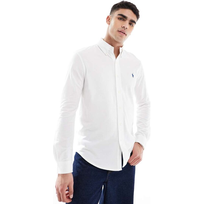 Polo Ralph Lauren icon logo pique shirt in white