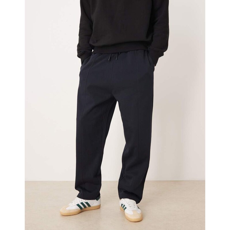 ASOS DESIGN oversized joggers with pin tuck detail in navy