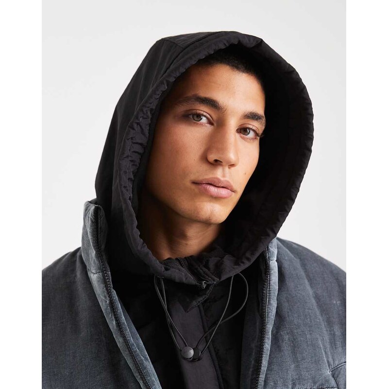 ASOS DESIGN nylon hood in black 109596837