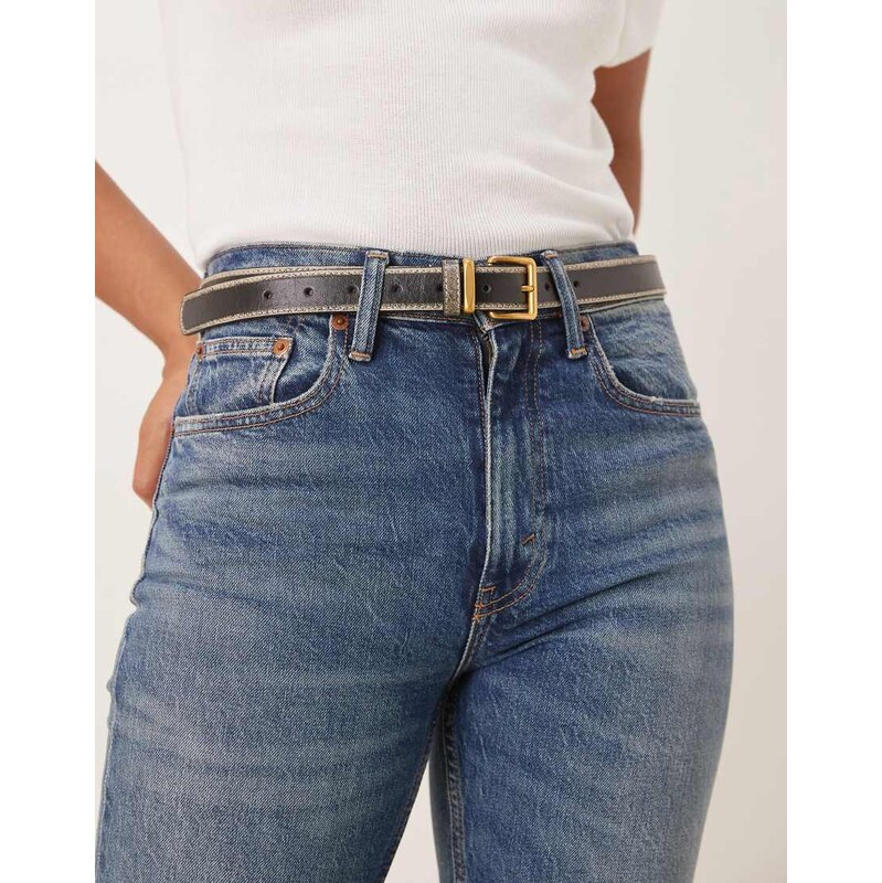 ASOS DESIGN waist and hip belt with square gold buckle and distressed 112815426