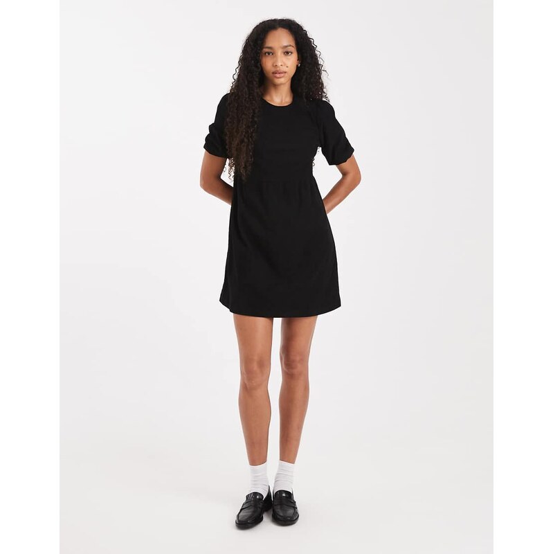Threadbare cord short sleeve mini dress in black 115514384