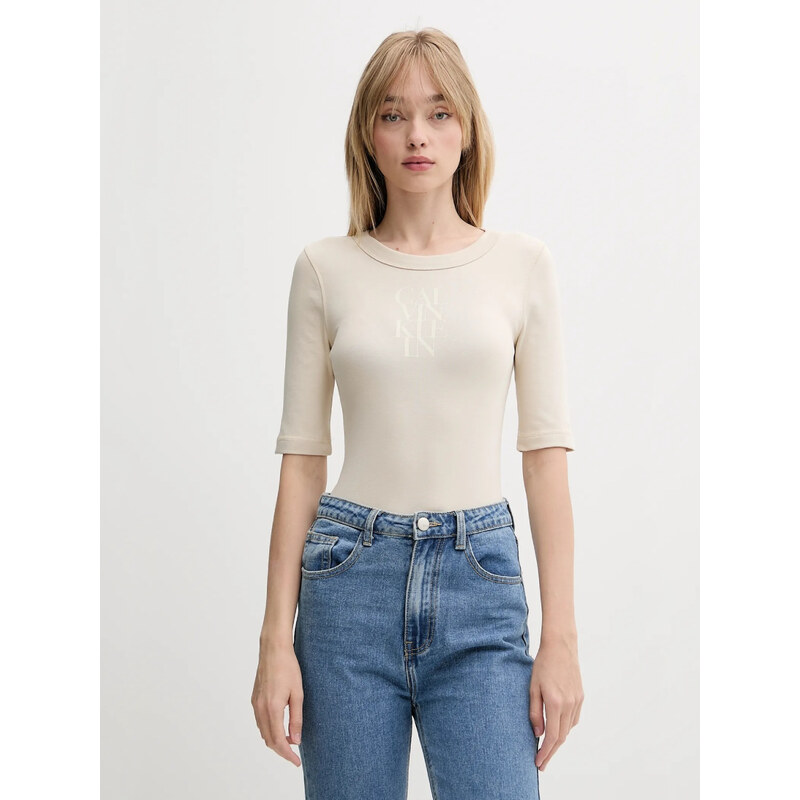 Calvin Klein dámské béžové tričko