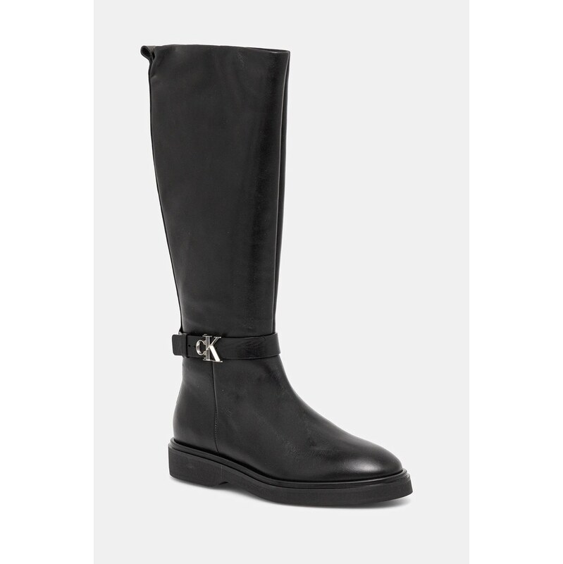 Calvin Klein Kožené kozačky Calvin Klein KNEE BOOT W/ METAL LOGO