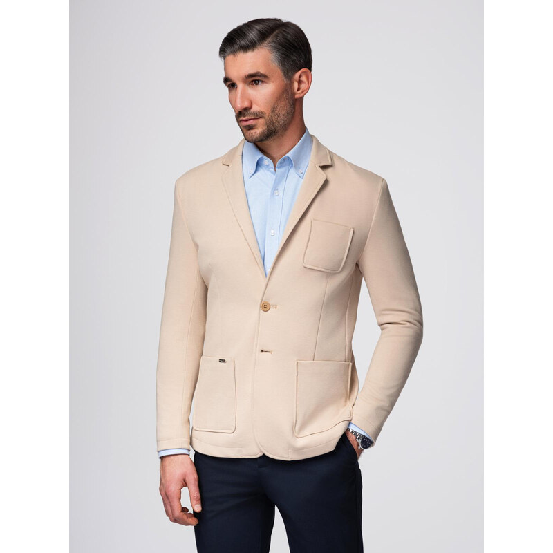 Ombre Mens SLIM knit jacket with subtle texture - beige