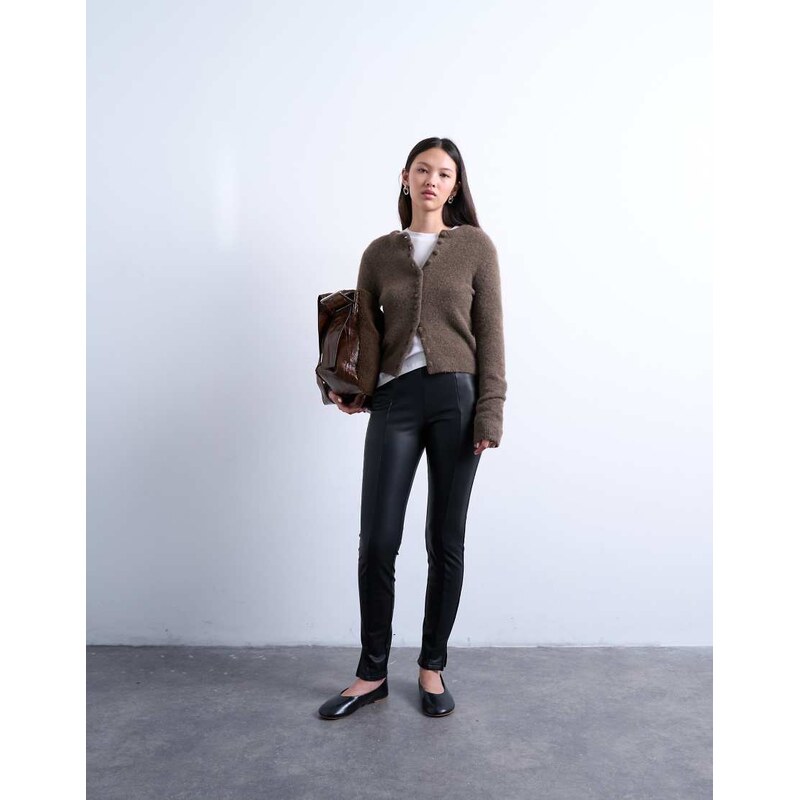 Topshop faux leather drain pipe skinny trouser in black 109602135