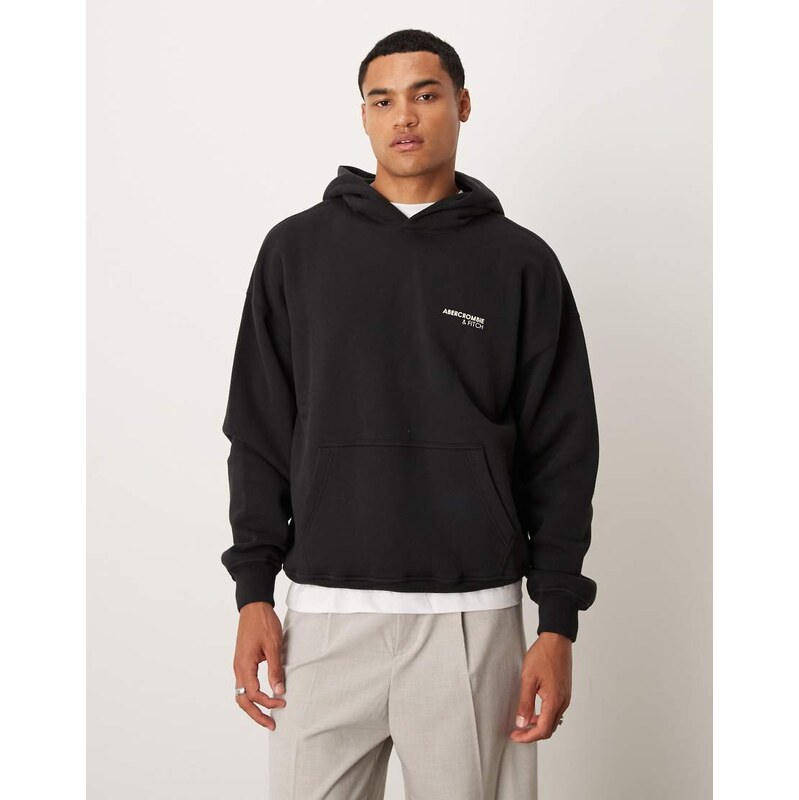 Abercrombie & Fitch chest logo front pocket hoodie in black 113262817