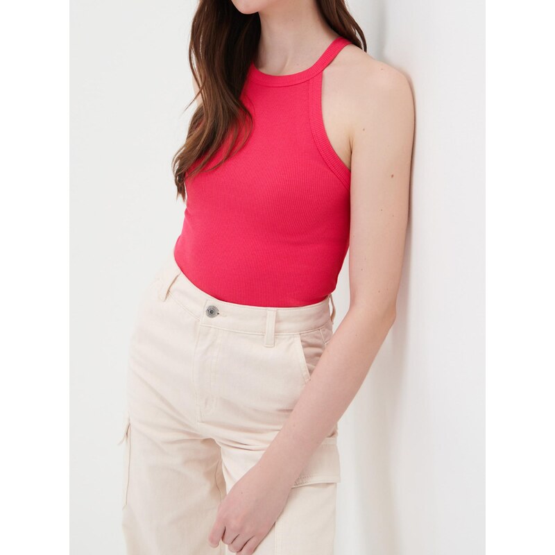 Sinsay - Bavlněný halter top - fuchsiová 70622764