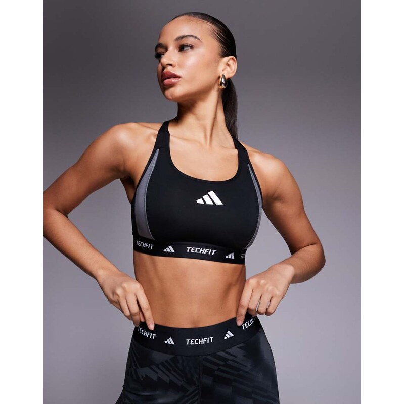 adidas performance adidas Training Tech Fit mid support sports bra in 109605250
