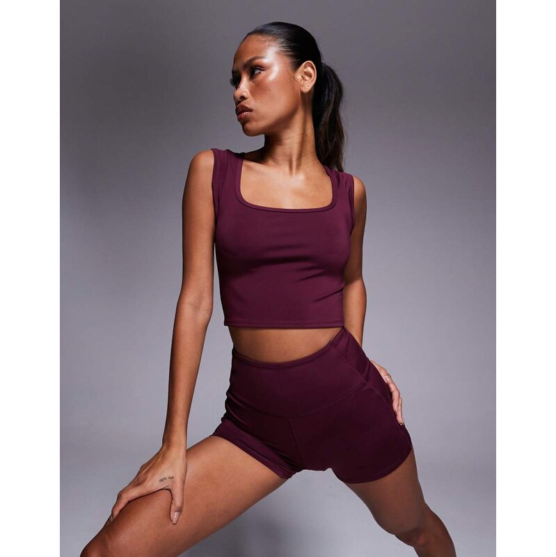 4505 active square neck cap sleeve top in mulberry-Purple 115512426