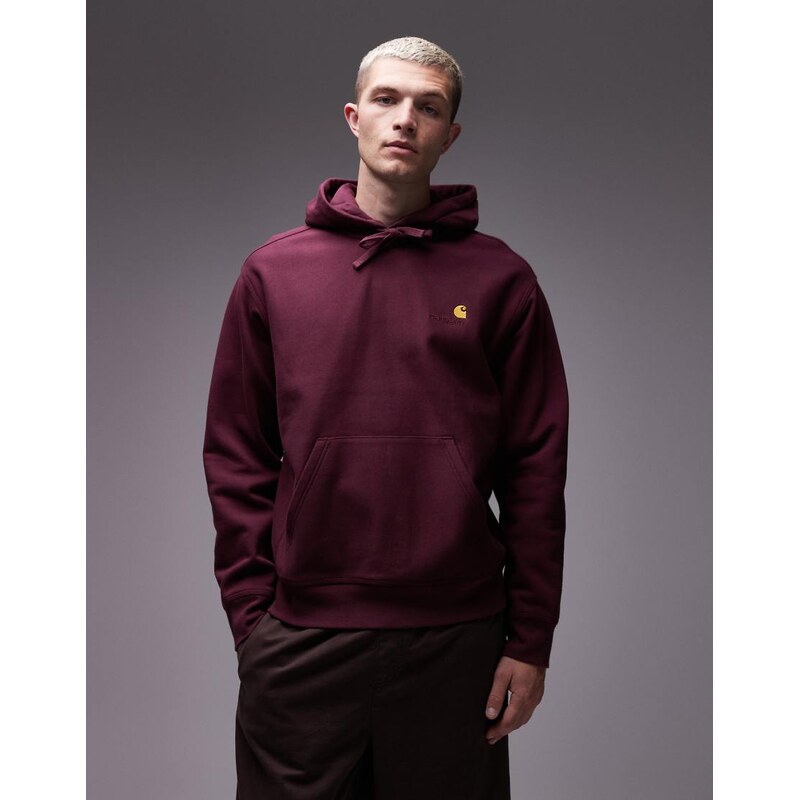 Carhartt WIP american script hoodie in burgundy-Red