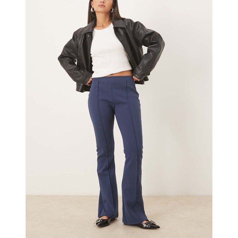 ASOS DESIGN mid rise skinny flare interlock trouser co ord in navy 112484300