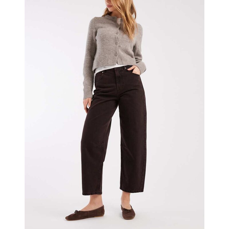 ASOS DESIGN ankle grazer barrel jeans with cinch waist in