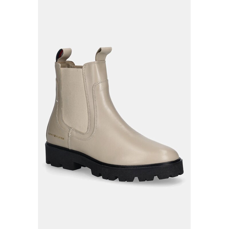 Tommy Hilfiger Kožené kotníkové boty Tommy Hilfiger TH LTHR LOW