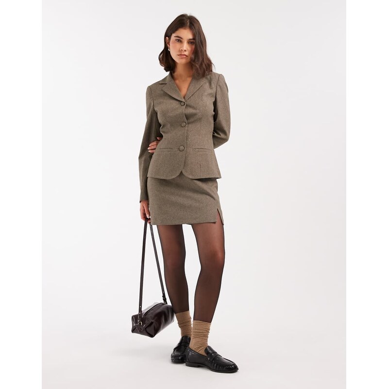 Miss Selfridge tailored mini skirt co-ord in oatmeal-Neutral