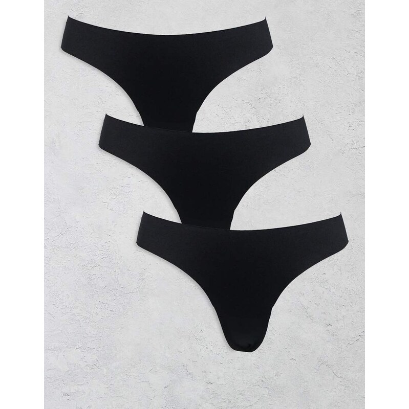 Vero Moda 3 pack thong in black 109606881