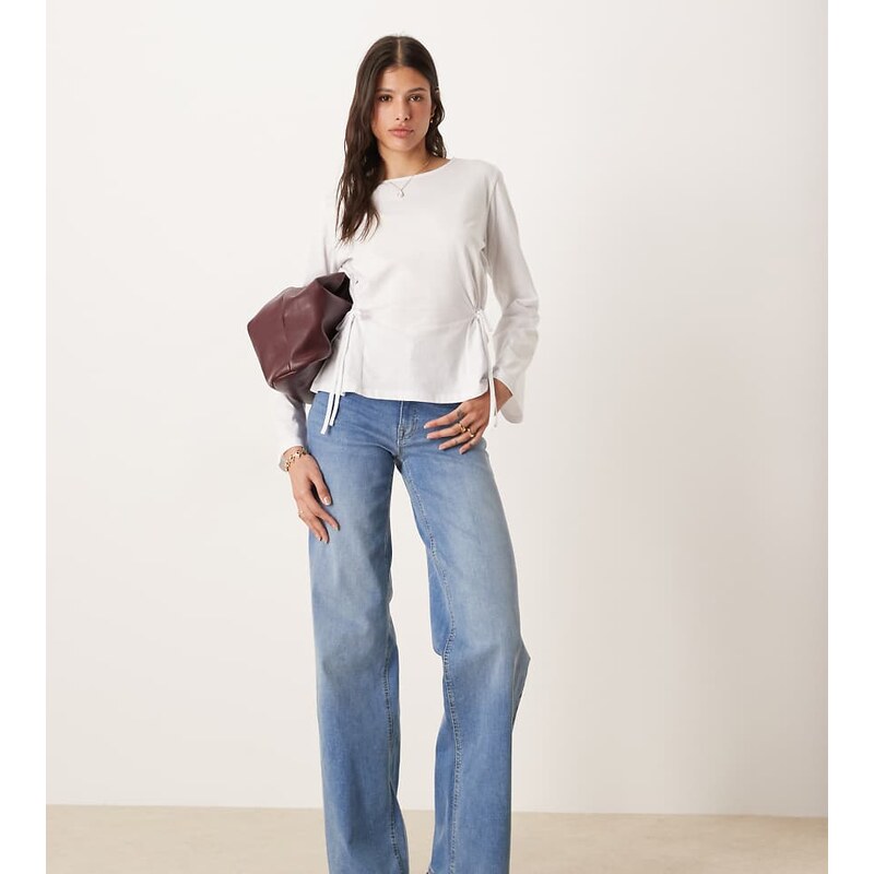 JDY Tall Felina high waist wide leg jean in medium blue denim 109607209