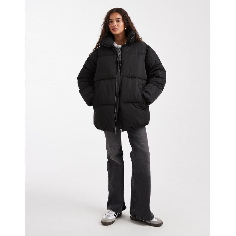 Miss Selfridge mid length puffer in black 115511419