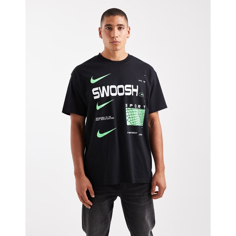 Nike swoosh graphic t-shirt in black