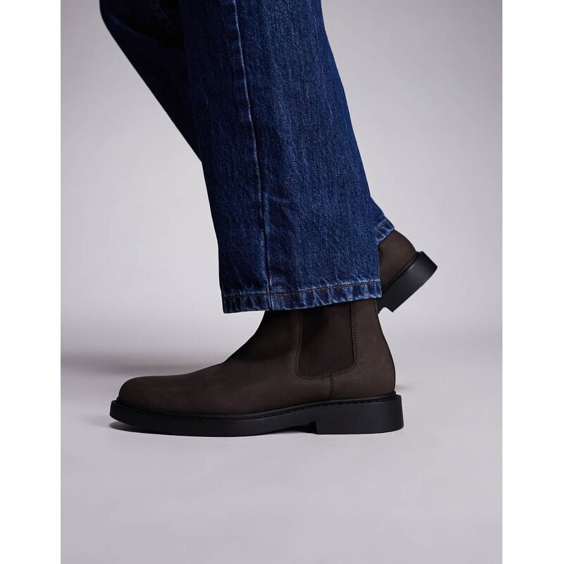 ASOS DESIGN chelsea boot in brown suedette