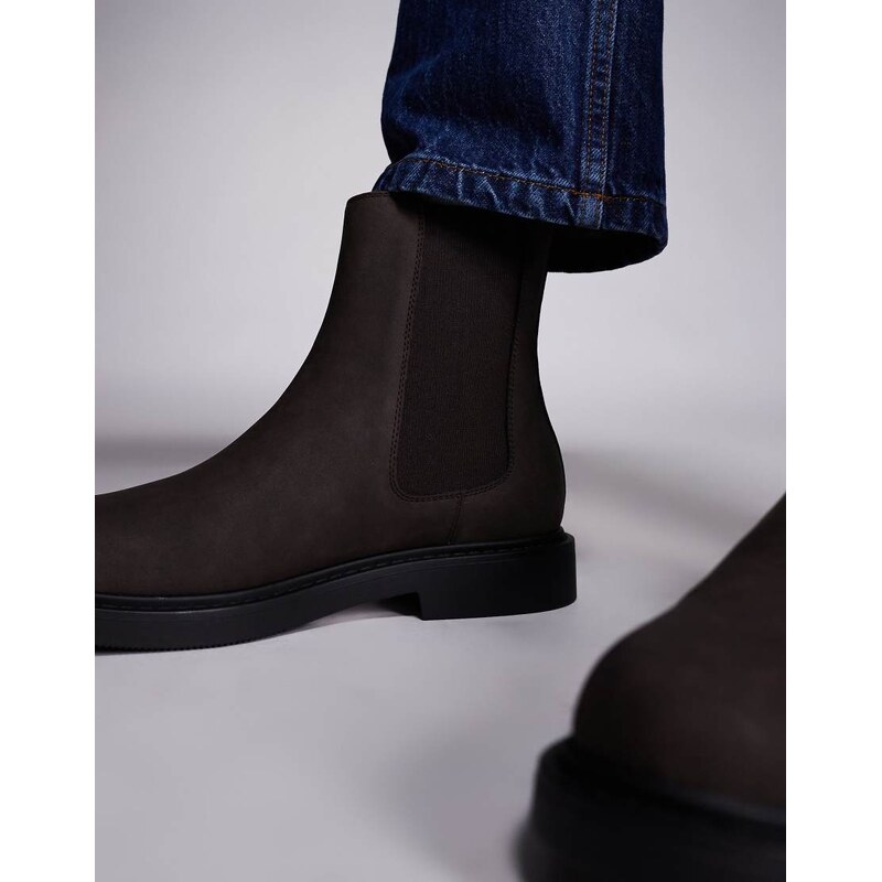 ASOS DESIGN chelsea boot in brown suedette
