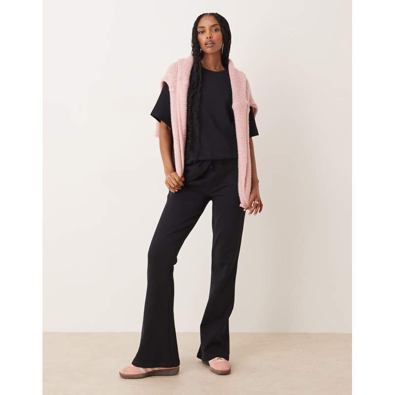 ASOS DESIGN co-ord interlock flared jogger in black