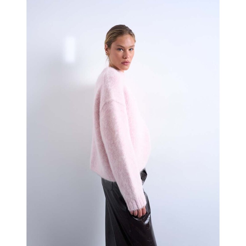 Topshop knitted premium alpaca jumper in pink