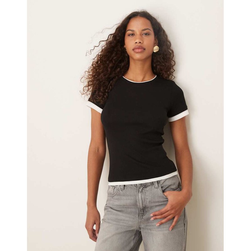JJXX double layer short sleeve tee in black