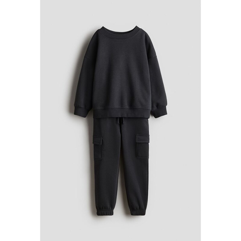 H&M - Dvoudílná tepláková souprava - Tmavě Šedá