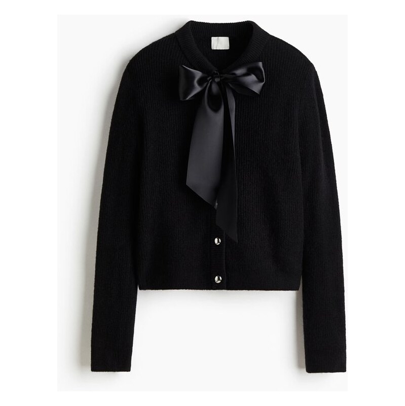 H&M - Propínací svetrs mašlí - Černá