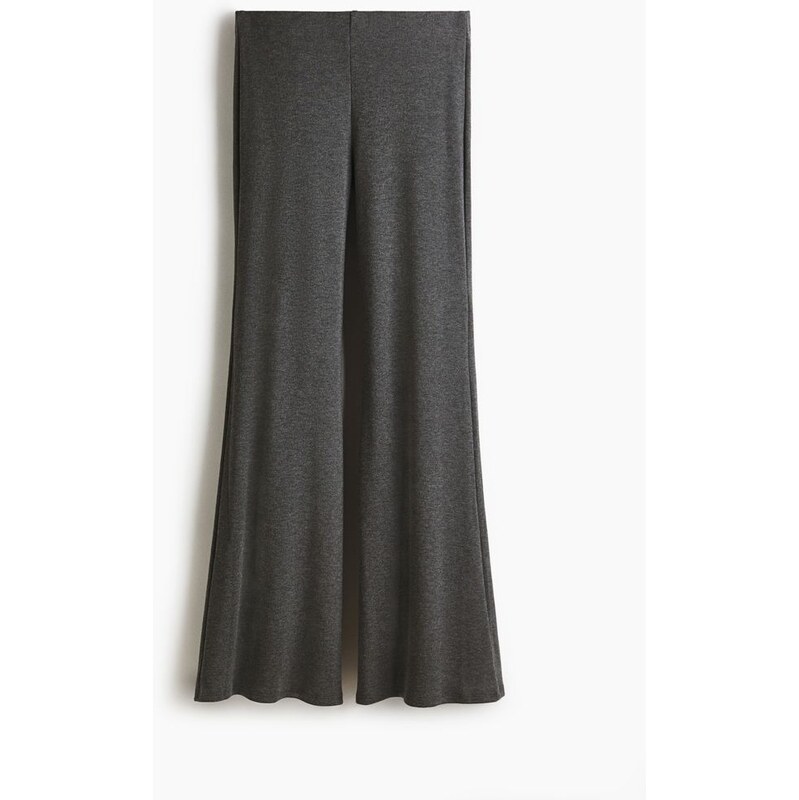 H&M - Flared fine-knit trousers - Tmavě Šedý Melír