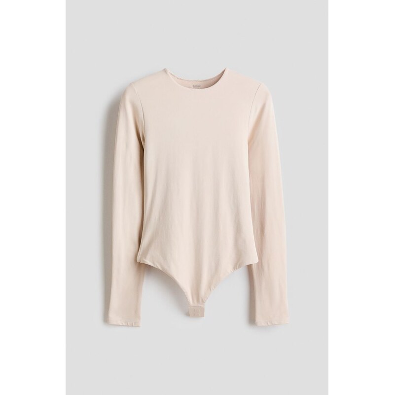 H&M - Body thong Sculptings dlouhým rukávem - béžová 109607719