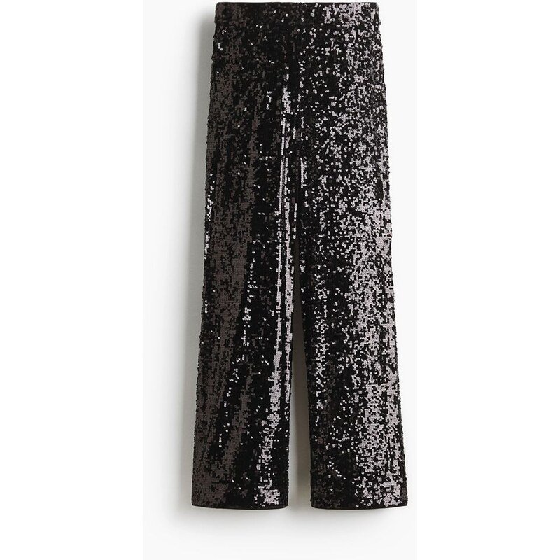 H&M - Flitrové kalhoty - Černá