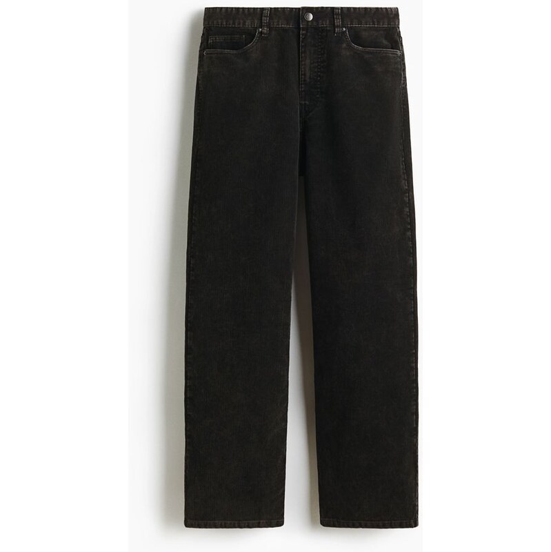 H&M - Manšestrové kalhoty Relaxed Fit - Černý Denim