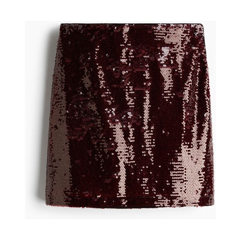 H&M - Sukně s flitry - Vínová