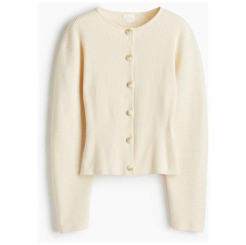 H&M - Propínací svetr z žebrovaného úpletu - béžová 109607897