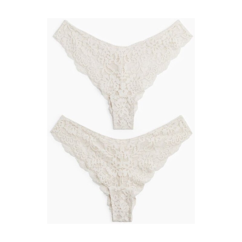 H&M - Krajkové kalhotky brazilian 2 kusy - béžová 109607981