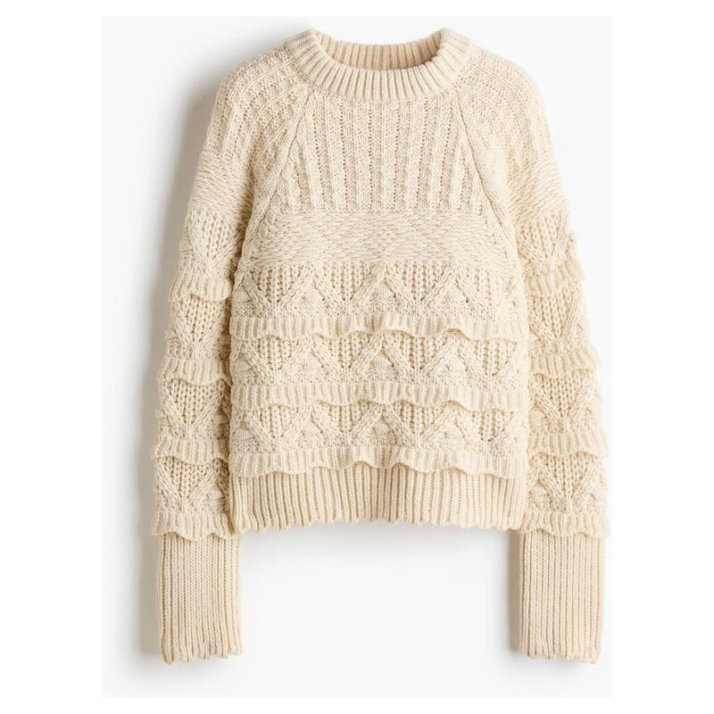 H&M - Vzorovaně pletený svetr - Světle Béžová