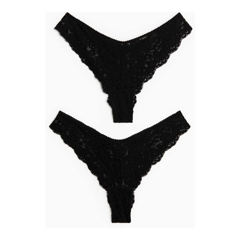 H&M - Krajkové kalhotky brazilian 2 kusy - černá 109607955