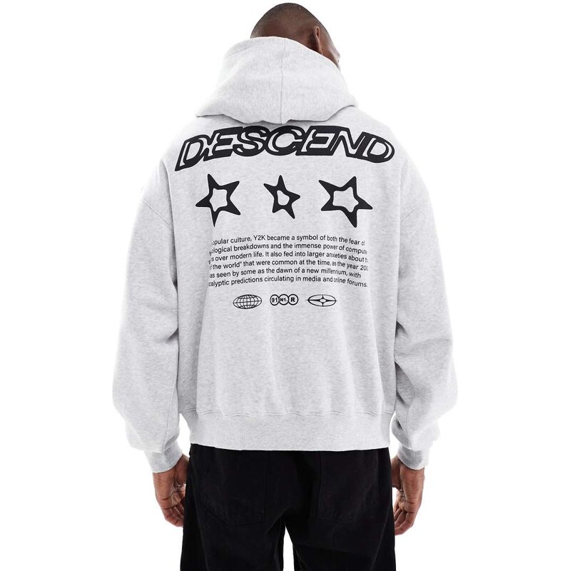 Cotton On cropped fit graphic hoodie in grey marle