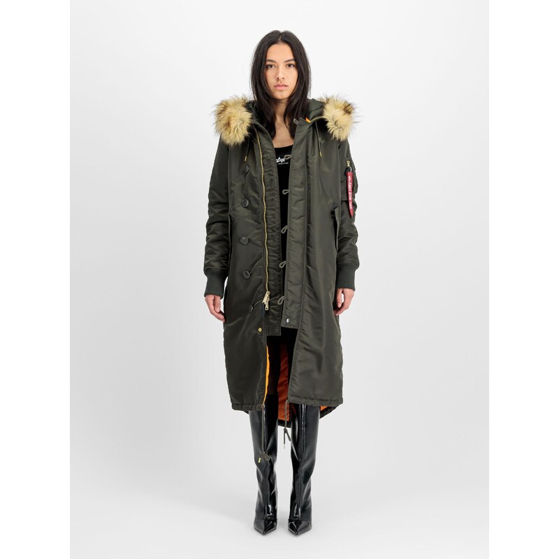 Alpha Industries Bunda Long Fishtail Wmn black olive 109610255