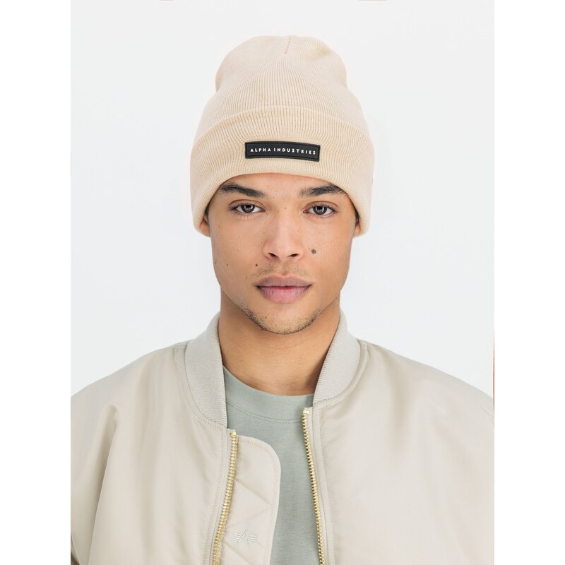 Alpha Industries Čepice Rubber Logo Beanie béžová organic 109610271