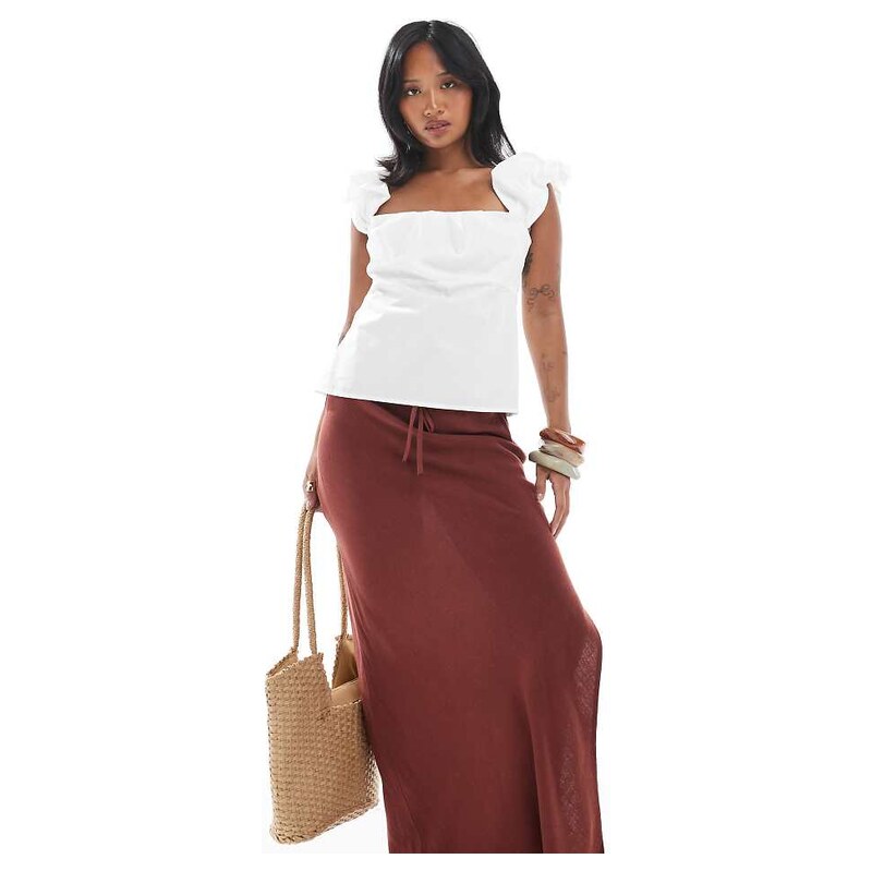 Miss Selfridge Petite bias maxi skirt in burgundy-Red 115513582