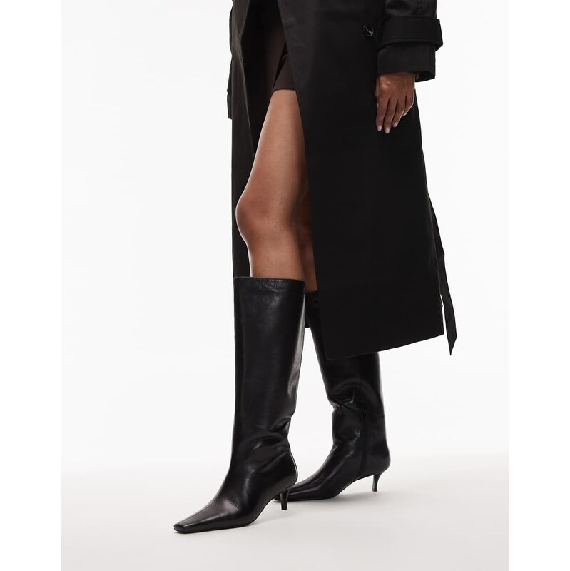 Tony Bianco Zuri kitten heel boots in black leather
