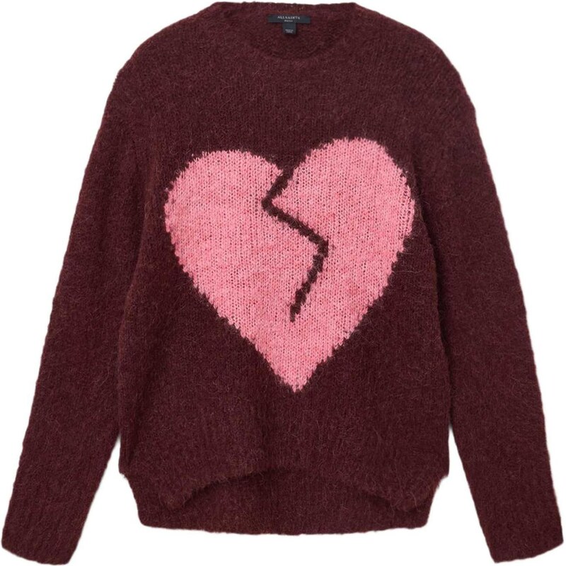 AllSaints Svetr LUVHEART světle růžová / merlot