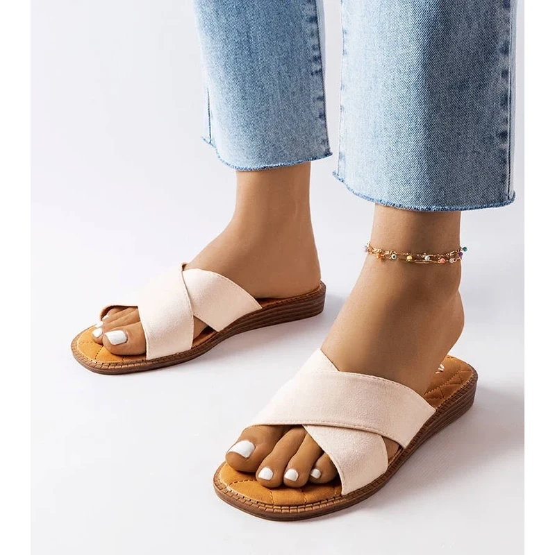 marka niezdefiniowana Beige Tiana Slides 109612196